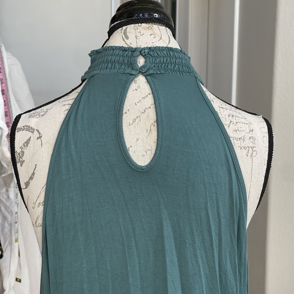 Cable & Gauge Womens Blouse Size Medium Teal Halter Neck Boho Summer Bohemian - Picture 12 of 16